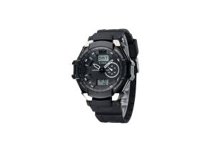 China Shock Resistant Children Black Analog Digital Watch Waterproof Stainless Steel Clasp wholesale