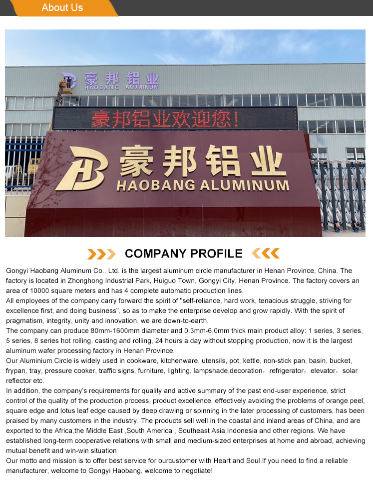 1050 1100 3003 5000 Series Circle Plate Aluminum Sheet/Foil/Coil Factory Direct Sale