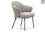 Black Metal Frame Restaurant Dining Chair Leather / Fabric Upholstered Durable