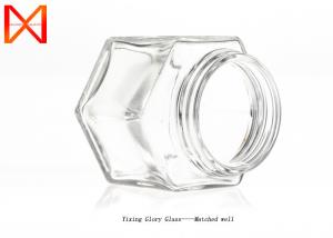 China Hexagon Flint Glass Food Storage Containers For Kitchen Excellent Chemical Stability wholesale