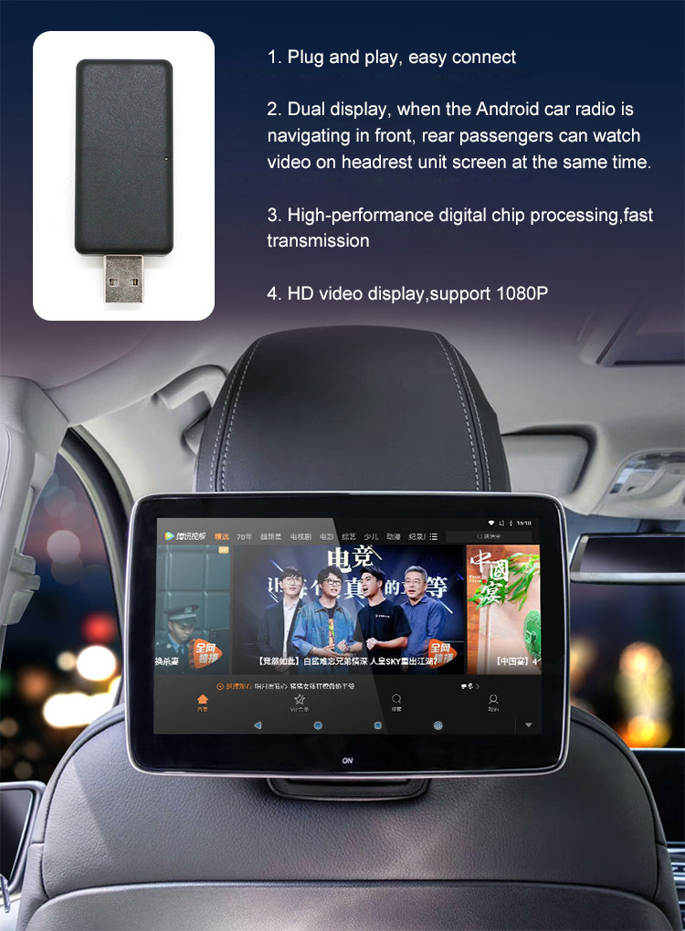 Plug And Play USB To HDMI Converter Adapter For Car Headrest Monitor