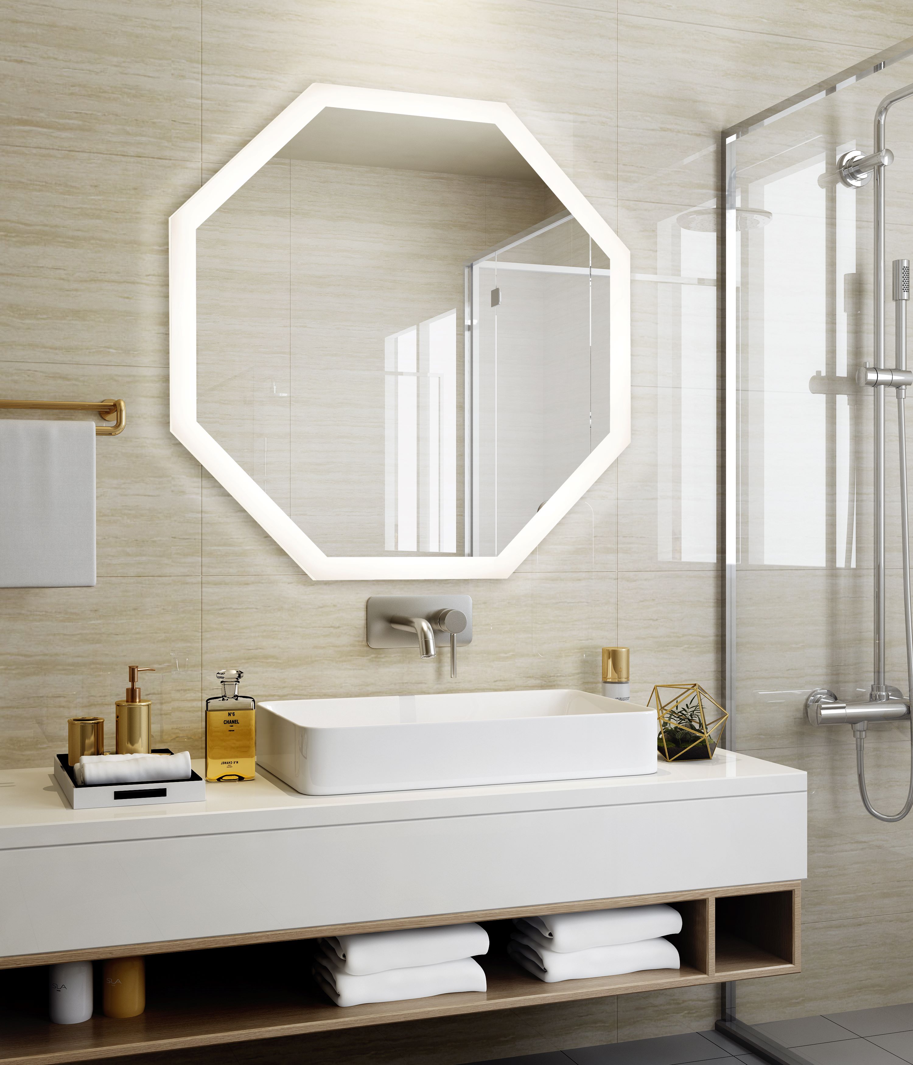 Backlit Makeup Illuminated Hotel Wall Customized Size Led Bathroom Mirror with Light