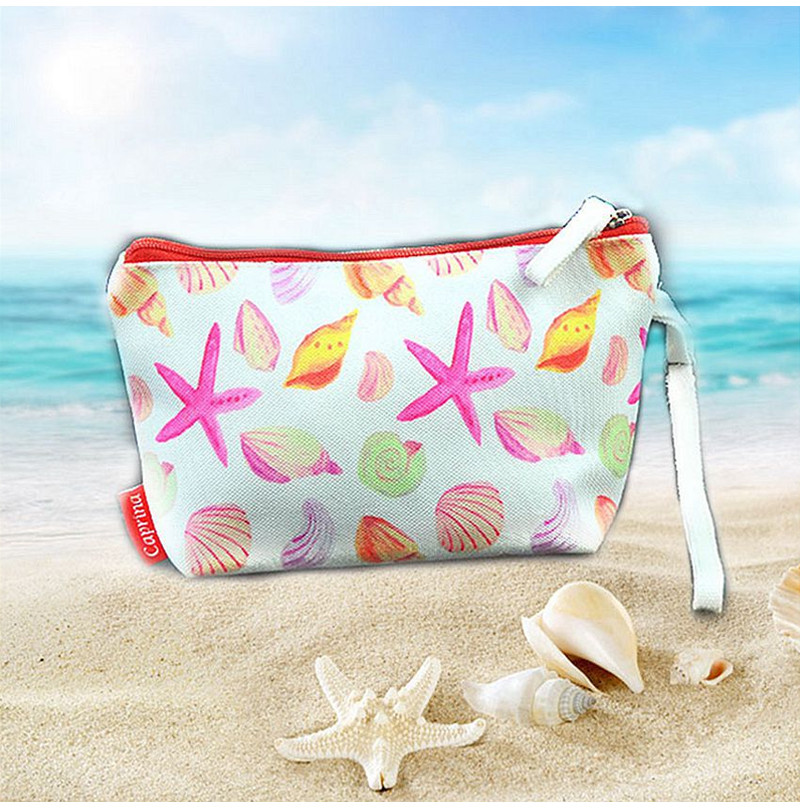 Biodegradable Printed Polyester Cosmetic Bag With Handle