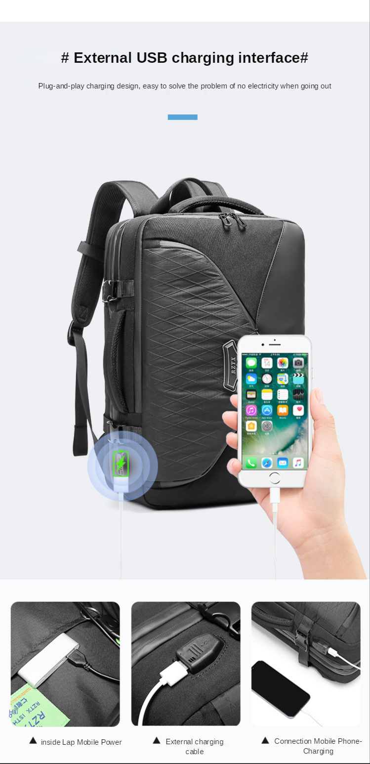 Multifunctional Expansion Boarding Bag Business Laptop Backpack 41*37*15cm