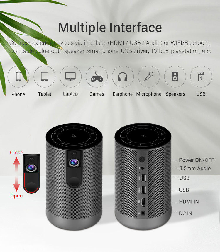 200ANSI 1080P Smart Portable Projector DLP Mini Projector 3D 4K
