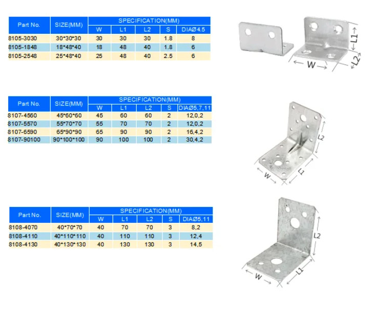Angle Metal Bracket Shelf Bracket Single Side Bracket Custom Size For Wood Construction