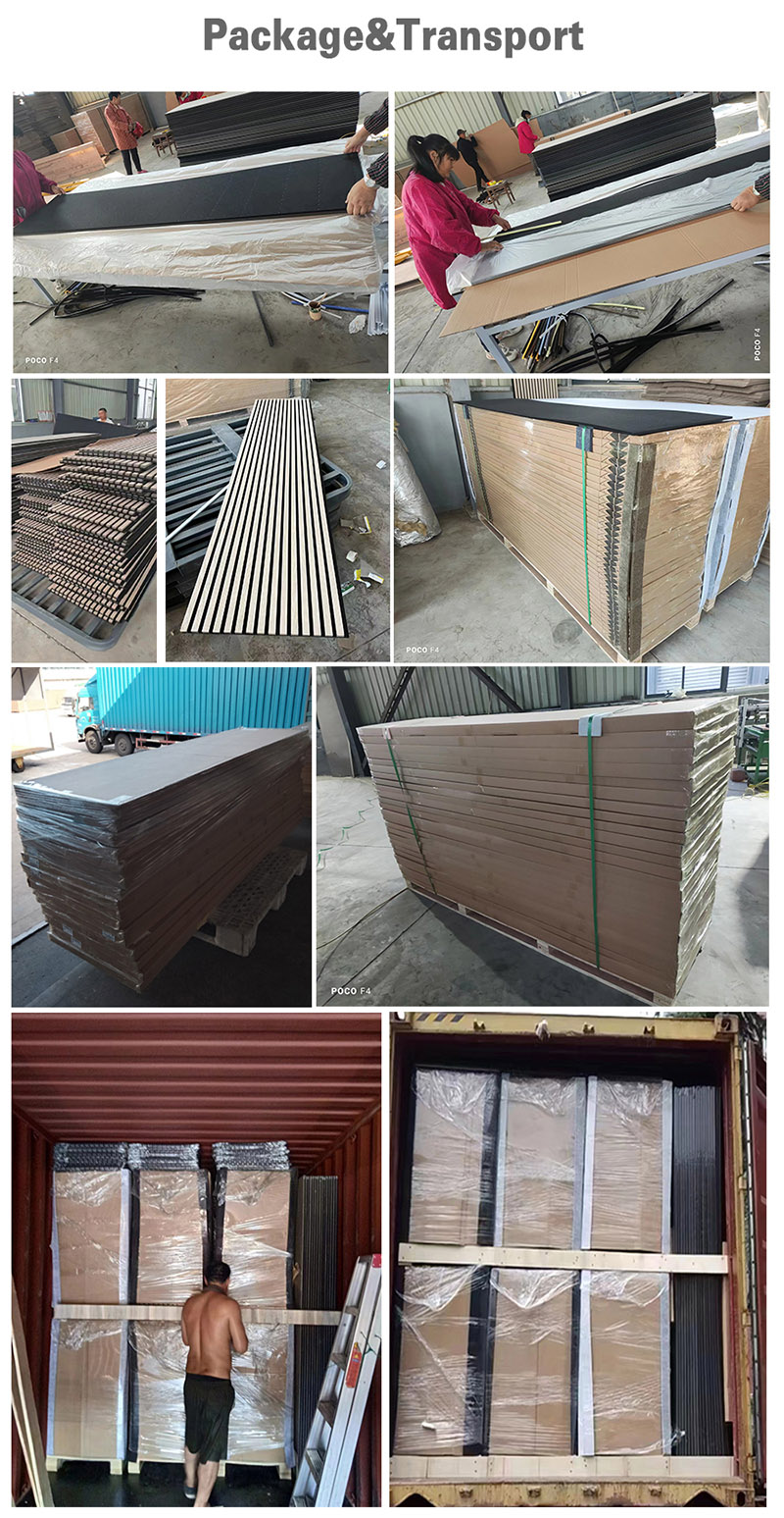 Factory Customized Internal Decorative Slat Wood And Pet Wall Slat Acoustic Wooden Polyester Panel For Stadium