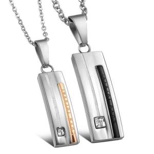China New Fashion Tagor Jewelry 316L Stainless Steel couple Pendant Necklace TYGN221 wholesale