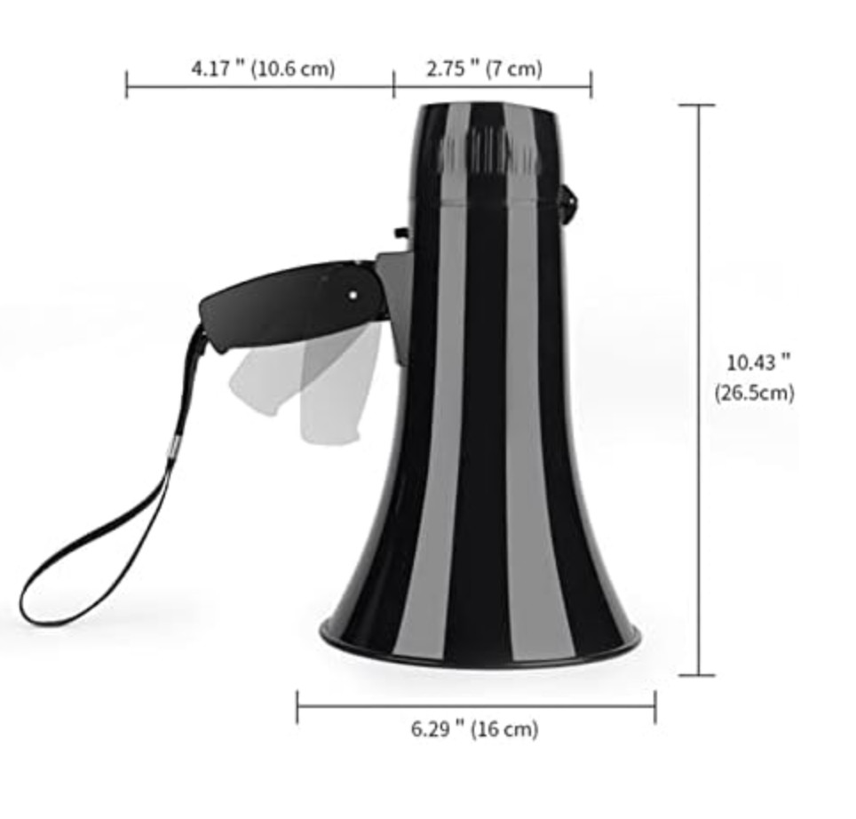 9.05 Inches Police Battery Powered Megaphone Bluetooth Speaker Built In Microphone