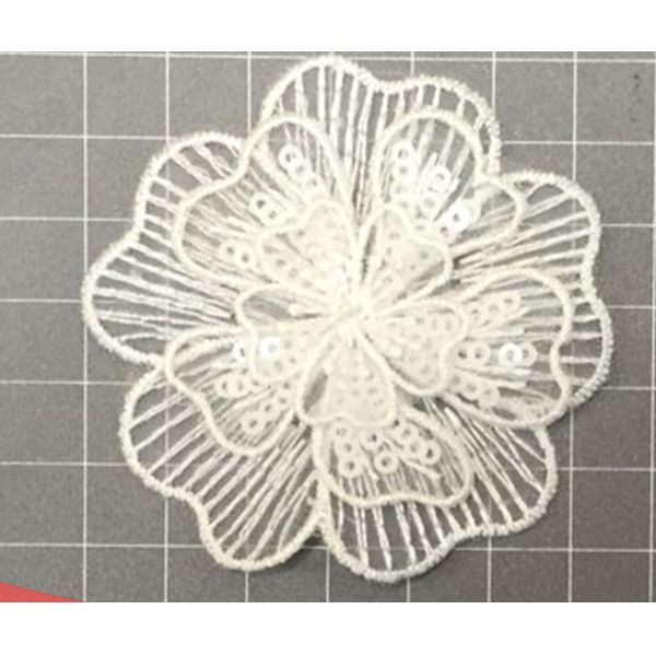 Garment Accessories Embroidery Organza Applique Flower with Sequin