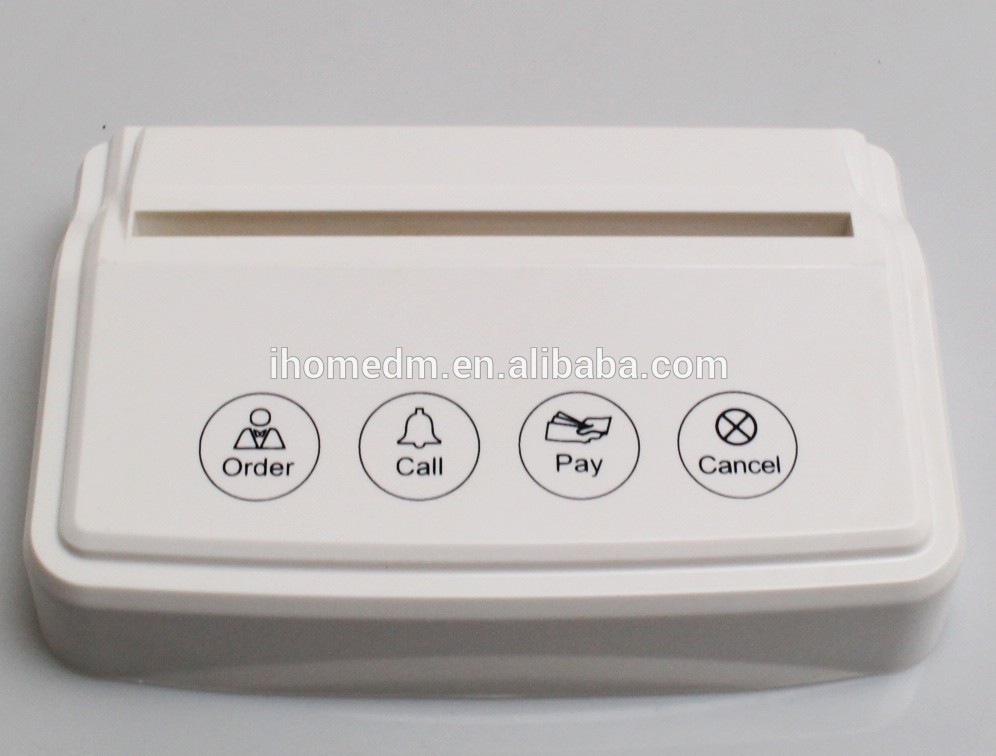 wireless call waiter restaurant system white menu holder call button and display panel