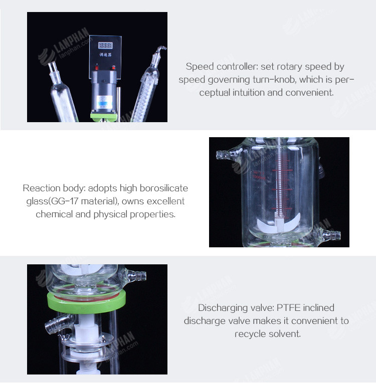 220V 5 Liter Glass Lined Chemical Mixing Reactor