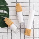 Plastic AS White 15ml 30ml 50ml Lotion Pump Bottle With Wooden Cap