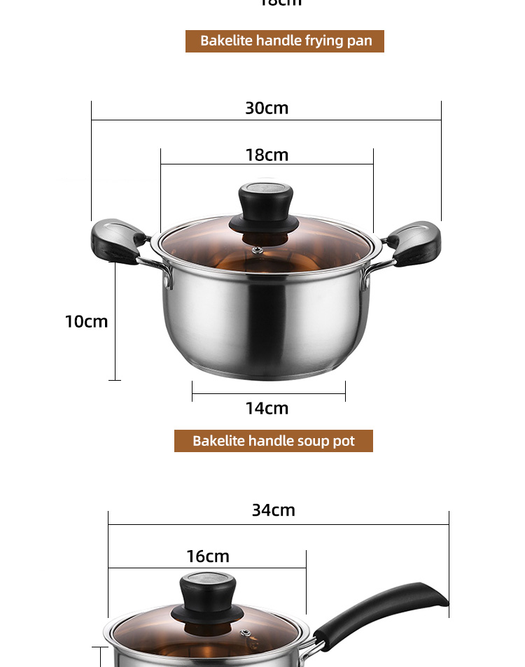 Amazon TOP Seller 6 PCS Flat Bottom Cooking Pot Sets Sauce Pan Soup Pot Frying Pan Sets For Kitchen