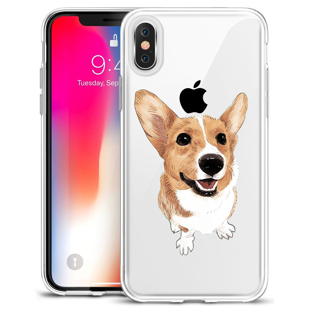 Thin Rubber Designer Cell Phone Cases For Iphone X Sweat Free Animal Puppy Dog Cat
