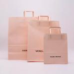 ODM Pink Kraft Paper Bag Biodegradable Patch Handle Bag ISO9001