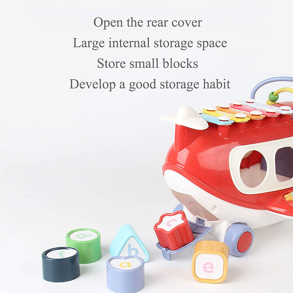 Children's Puzzle Toy Kids Learning Toddler Pull Toy with Piano and Airplane Melodies
