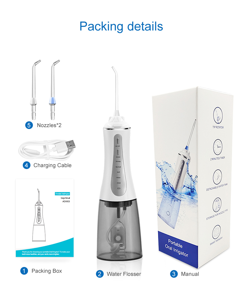 Cordless 350ml Portable Dental Water Flosser Jet For Festival Gift Giving