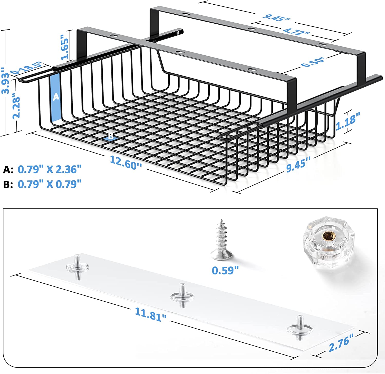 Aluminum Cable Duct for Desk/Table/Workplace Large Slideable Under Desk Cord Organizer