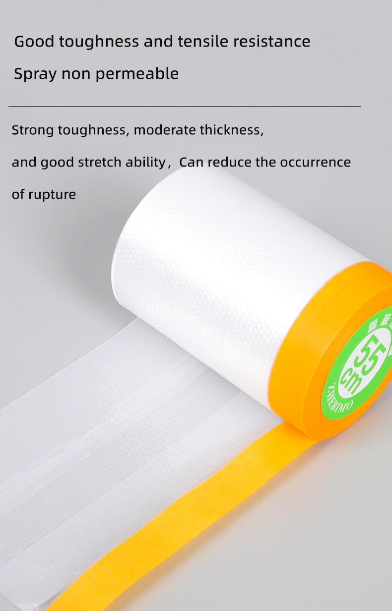 Anti Static 270cm Pre-Taped Masking Film with Tape Width 30cm-300cm Customized Options