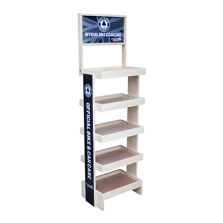 4 layer Wooden beverage floor Display stand for retail store or grocery
