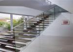 Contemporary Straight Flight Staircase Glass Railing Straight Flight Wooden