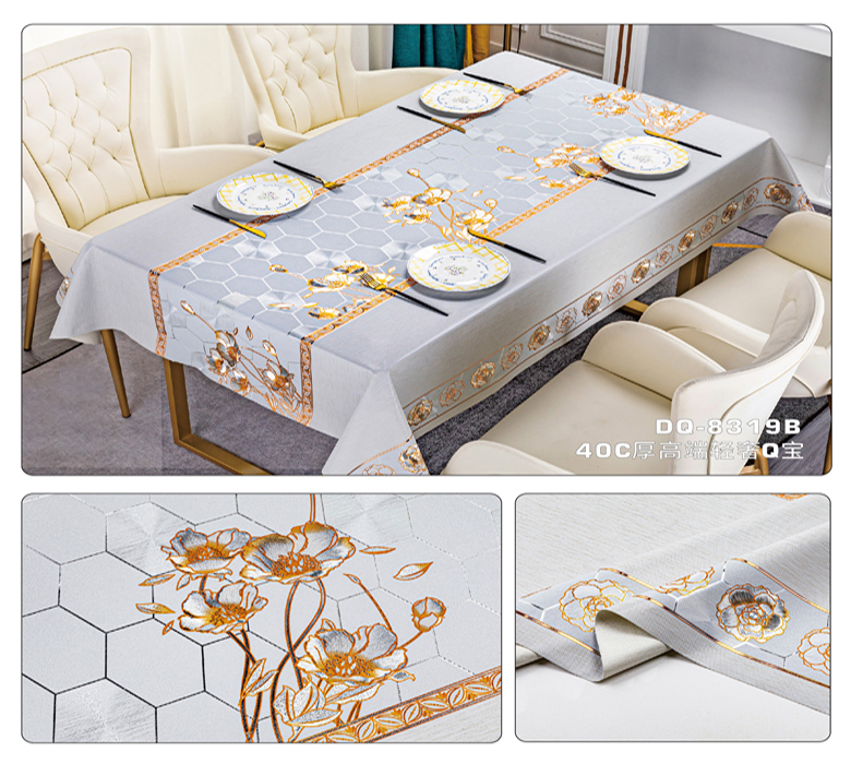 Stain Resistant Tablecloth for Kitchen Table Cover Design PVC Rectangle Tablecloth