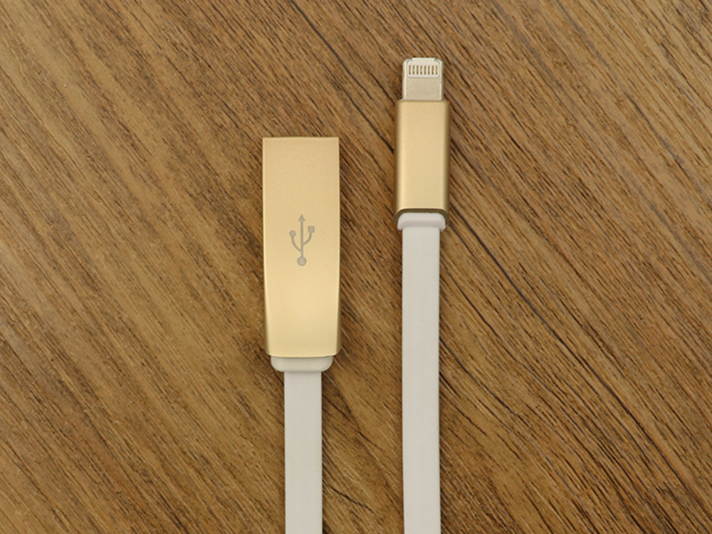 Metal Head Micro Flat USB Cable 3D Zinc Alloy For Samsung With Length 100cm
