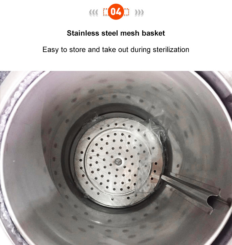 Portable Steam Autoclave Vertical Sterilizer Equipment 18L