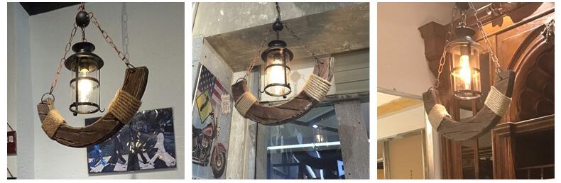 Industrial Wood Chandelier Creative Living Room Bar Dining Room Handing Lamp(WH-VP-217)