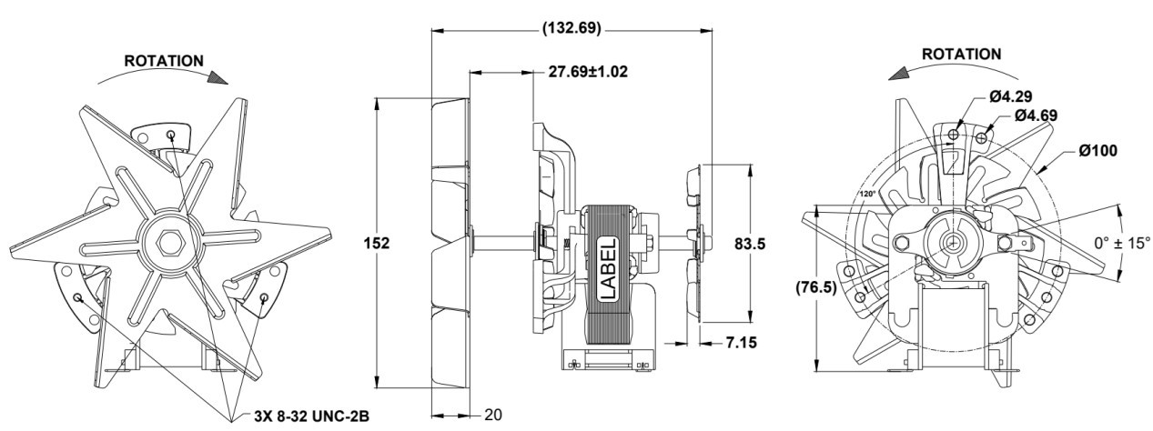45W High efficiency hot air circulation fan Shaded Pole Motor For Oven or Lab Equipment