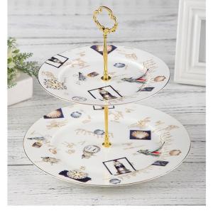 China Elegant 2 Layer Cake Stand 27cm Porcelain Serving Set wholesale