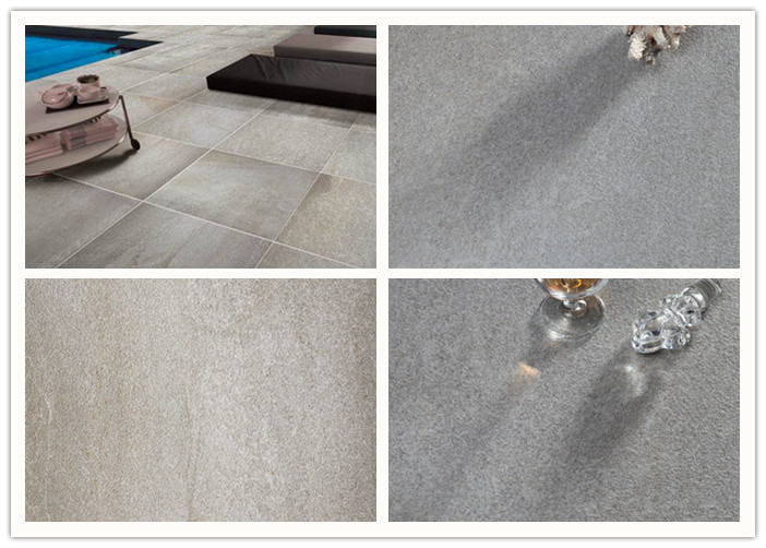 Light Grey Stone Look Bathroom Tiles , Porcelain Tile Flooring Anti Slip