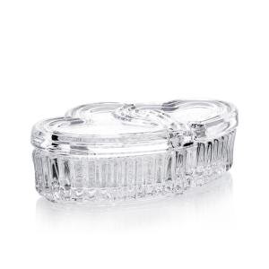 China Crystal glass double heart jewelry gift box, jewelry case wholesale