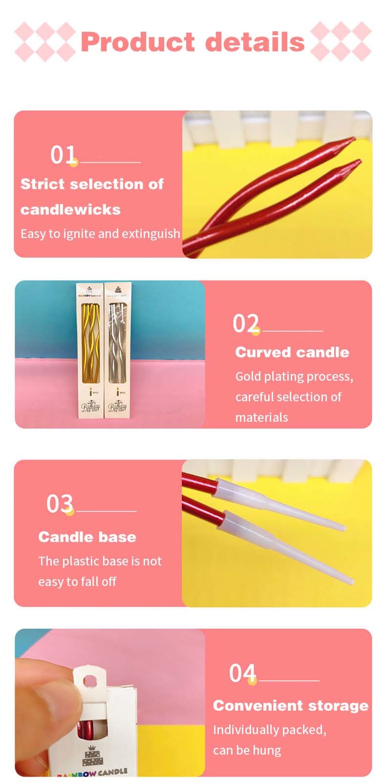 Gold Thread Curve Candles Silver Birthday Cake Candles Birthday Party Decorations
