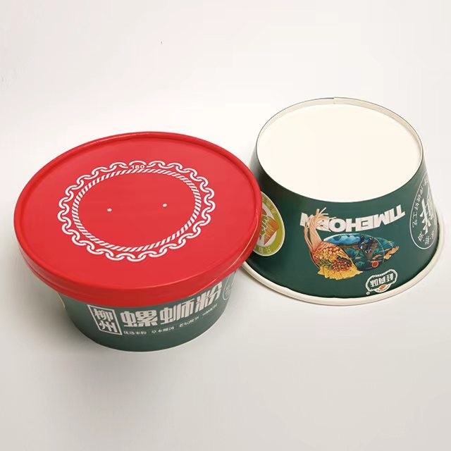 1200ml Round Paper Salad Bowls With Lids Waterproof Food Packing Containers