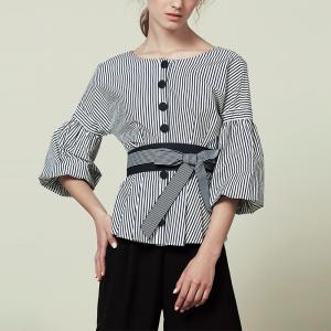 China Fashion Womans Big Sleeve Blouse With Stripe wholesale
