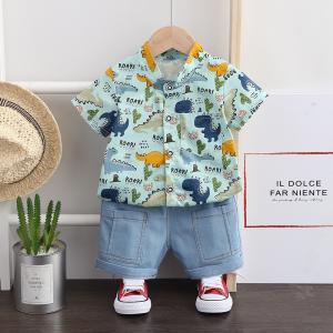 China Cartoon Print Children'S Outfit Sets Short Sleeve Shirt Shorts Set wholesale