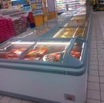 Commercial Open Top Island Freezer With Glass Door For Supermarket