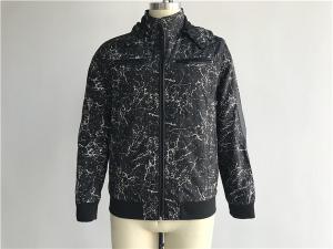 China Black Mens Polyester Jacket Coated Printed With Detachable Hood TW58570 wholesale