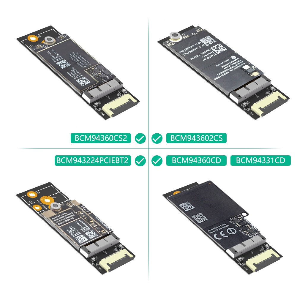 BCM94360CD/BCM94360CS2/BCM943224PCIEBT2 Card To M.2 Key A/E Cable For Mac OS and and Hackintosh