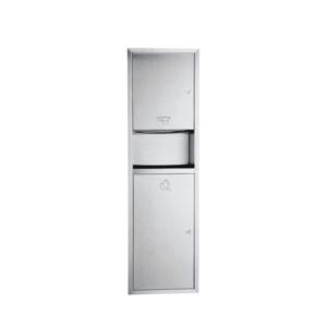 China Hotel Bathroom 2 in 1 Wall Mounted 304 Stainless Steel Recess Kit Towel Paper Dispenser Waste Dustbin wholesale