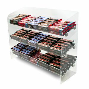 China Food Snack Chocolate Display Rack Acrylic 3 Tiered Stand Counter wholesale