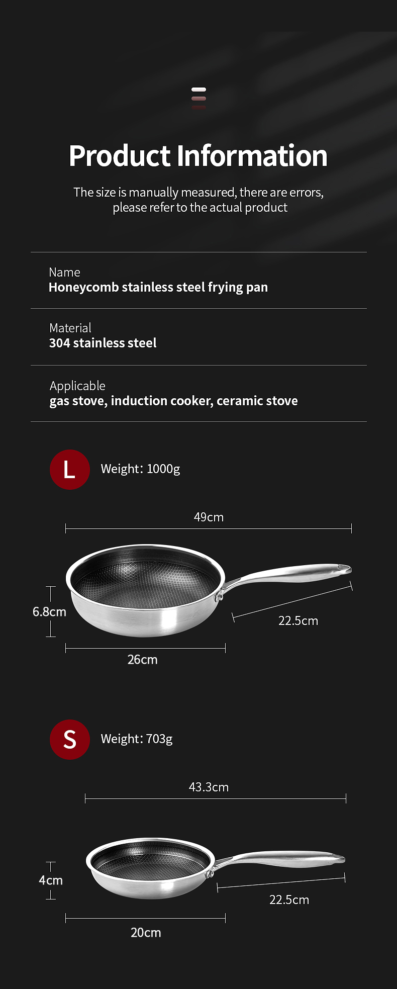 Food Grade 304 Stainless Steel Non Stick Pan Honeycomb Pot Bottom