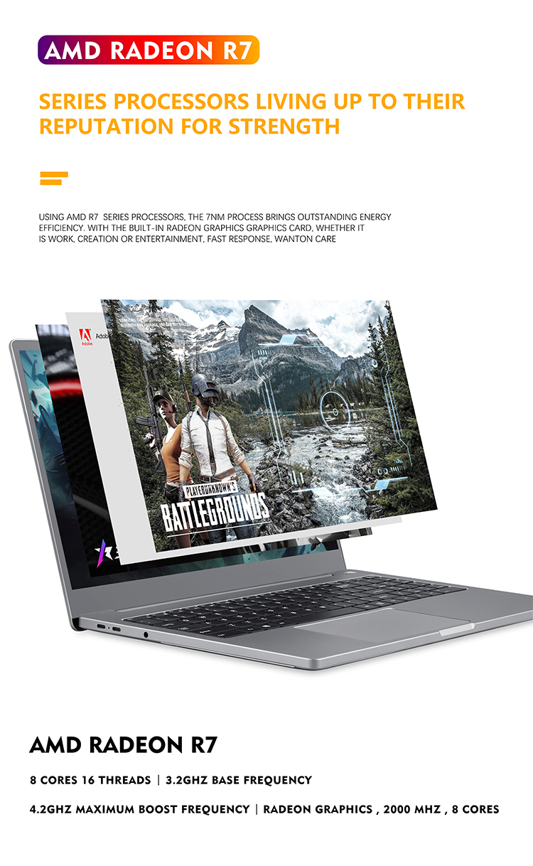 Ultra-Thin Backlit Keyboard Laptop with Plastic Body Material and I7/R5/R7/R9 Processor