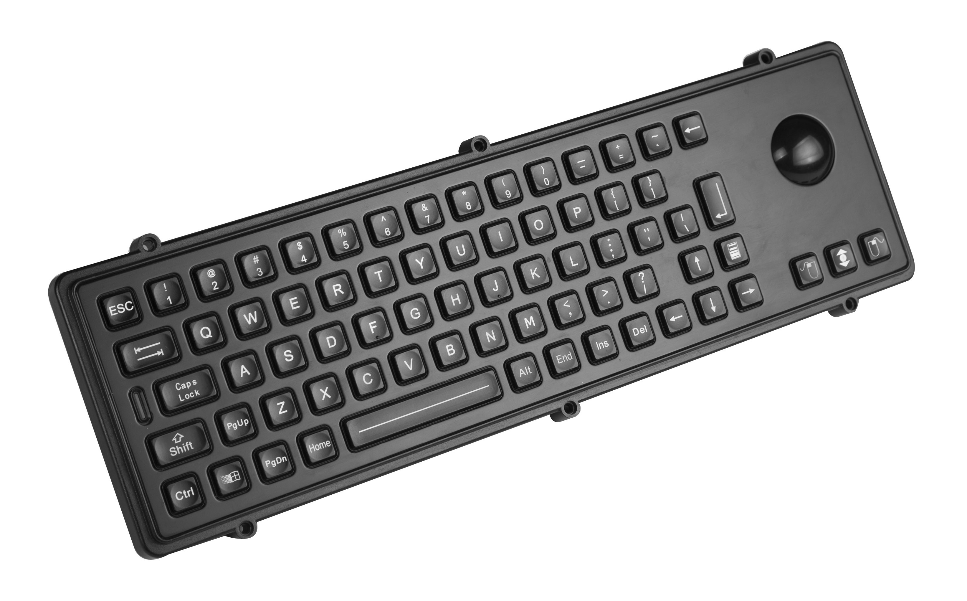 IP65 Metallic industrial metal usb keyboard with mechanical trackball and polymer keys