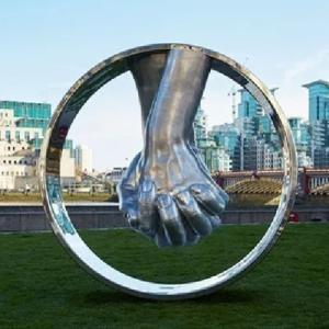 China Any Size Decor Modern Metal Statues Stainless Steel Hand Sculptures wholesale