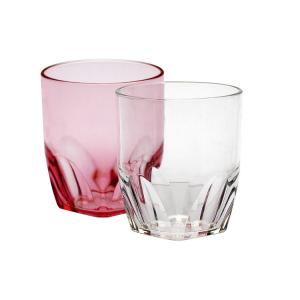 China Reusable San Plastic Whisky Glasses 12oz Acrylic Drink Glasses Tumblers Flat Bottom wholesale