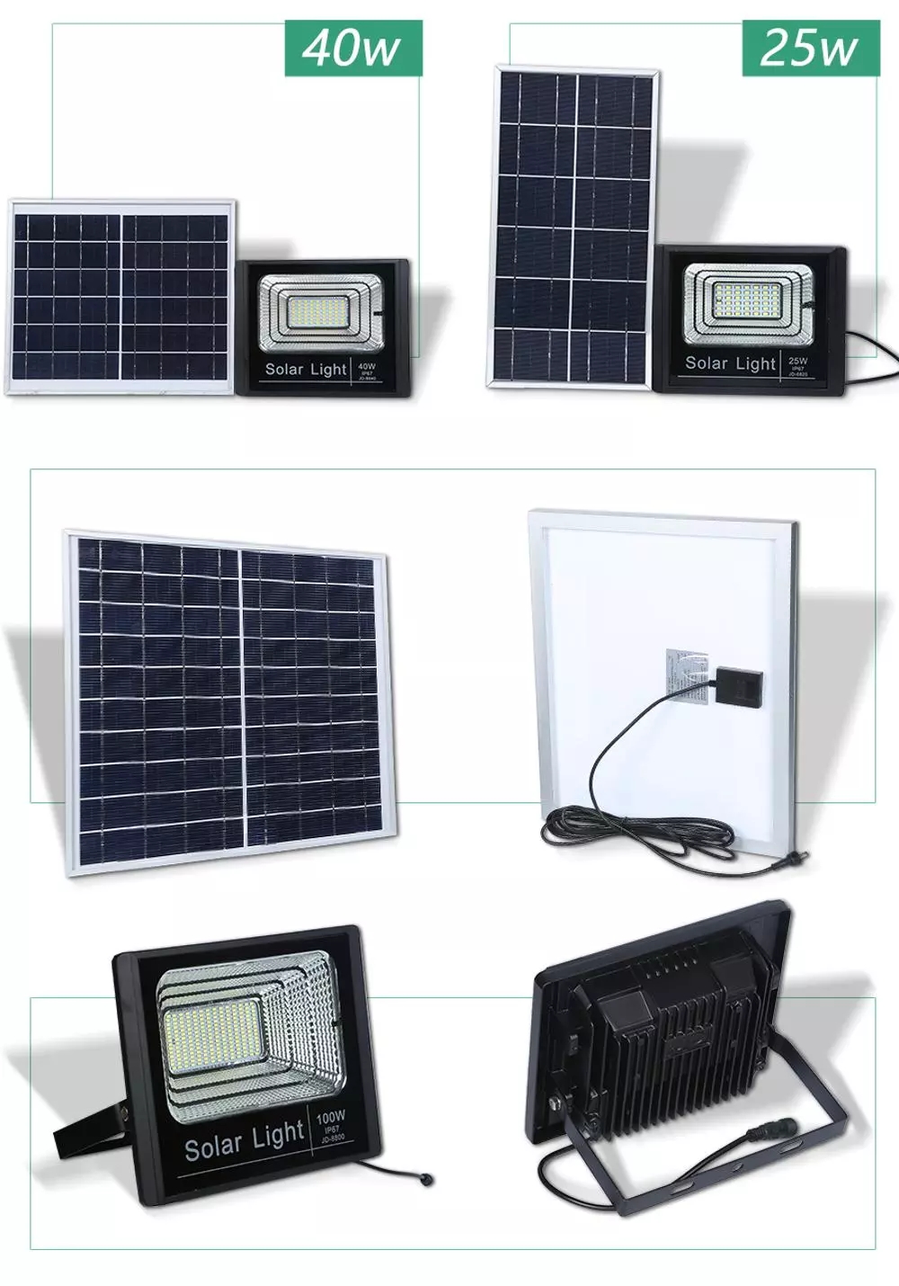 Dustproof Solar Powered LED Flood Light 100W 200W For Outdoor Yard Garden