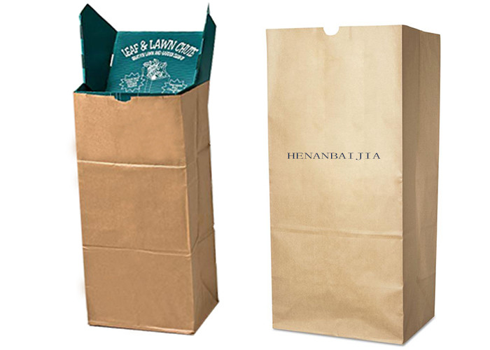 Custom Multiwall Lawn Paper Bags Brown Biodegradable Flexo Print Paper Refuse Bags